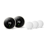 Nest Learning Thermostat 3rd Gen in Stainless Steel (2-Pack) and Google Nest Temperature Sensor (3-Pack) - Super Arbor