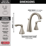 Delta Sandover Spotshield Brushed Nickel 2-handle Widespread WaterSense Bathroom Sink Faucet with Drain