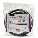500 ft. 8 Black Stranded CU SIMpull THHN Wire - Super Arbor