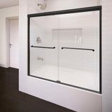 Infinity 58-1/2 in. x 57 in. Semi-Frameless Sliding Bathtub Door in Brushed Nickel - Super Arbor