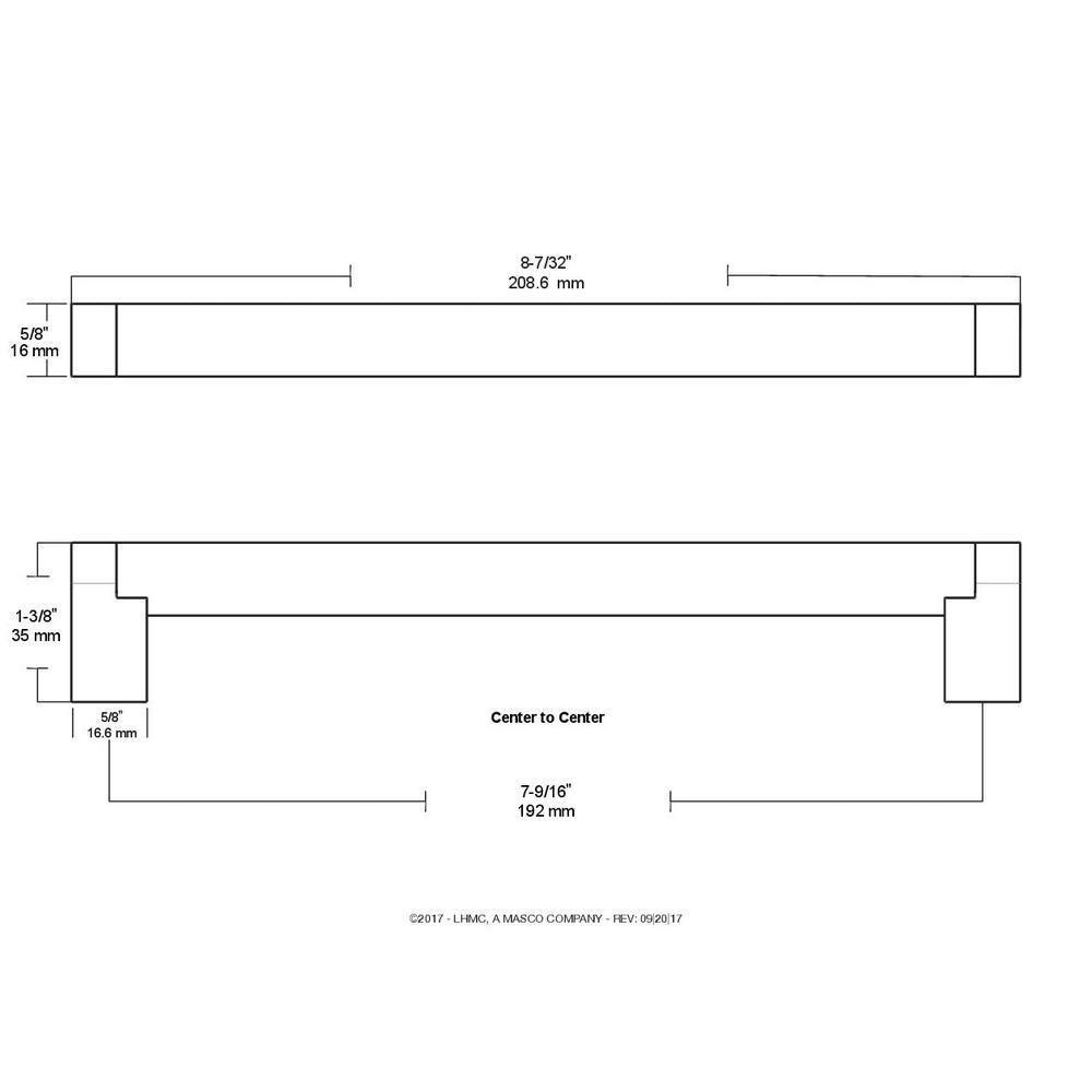 Stratford Bar 7-9/16 in. (192 mm) Matte Black Cabinet Pull - Super Arbor