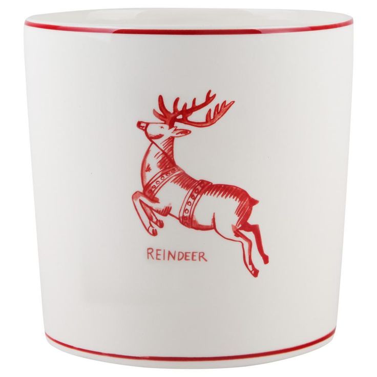 7 in. D White Reindeer Round Utensil Crock