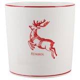 7 in. D White Reindeer Round Utensil Crock