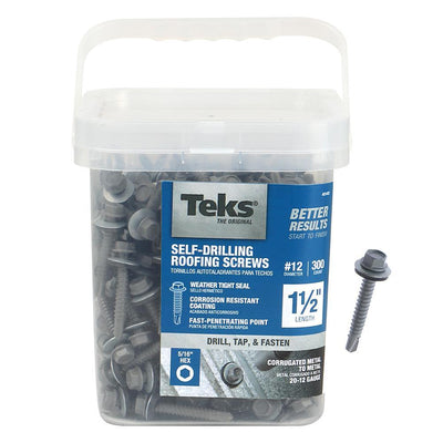 #12 x 1-1/2 in. External Hex Drive Washer Head Roofing Screws (300-Pack) - Super Arbor