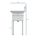 Freestanding Stainless Steel 51 in. 2-Hole Triple Bowl Commercial Kitchen Sink Left Drainboard