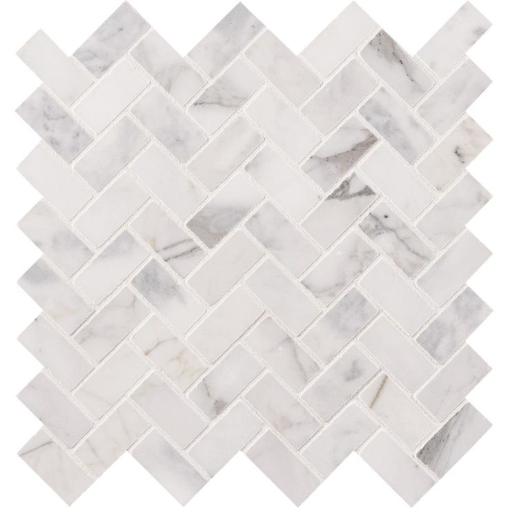 MSI Calacatta Cressa Herringbone 12 in. x 12 in. x 10 mm Honed Marble Mesh-Mounted Mosaic Tile (9.4 sq. ft. / case)