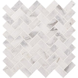 MSI Calacatta Cressa Herringbone 12 in. x 12 in. x 10 mm Honed Marble Mesh-Mounted Mosaic Tile (9.4 sq. ft. / case)