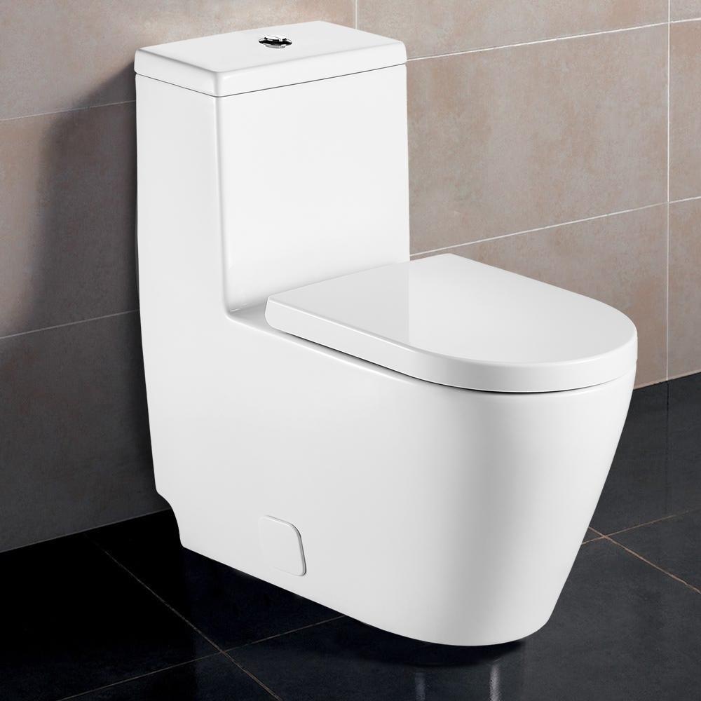 12 in. Rough-In 1-Piece 0.88/1.28 GPF Dual Flush Round Toilet in White, Seat Included - Super Arbor