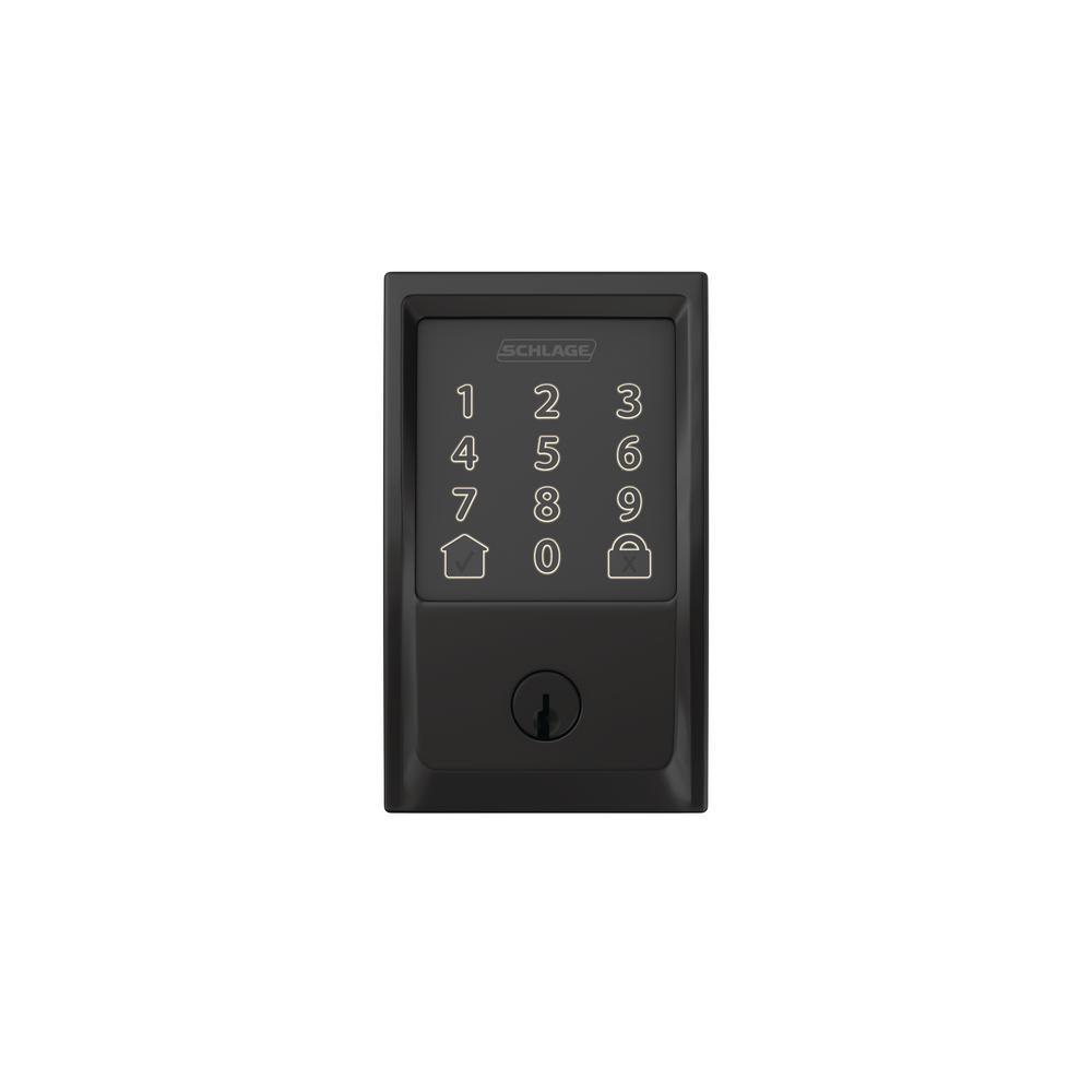 Century Encode Smart Wifi Door Lock with Alarm in Matte Black