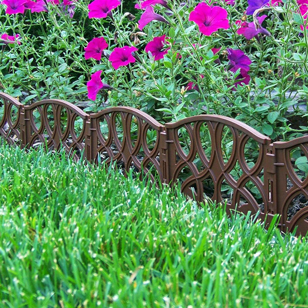 Valley View Industries 13.5 in. x 7 in. x 6.25 in. Light Brown Polypropylene Scroll Decorative Edging (40-Pieces)