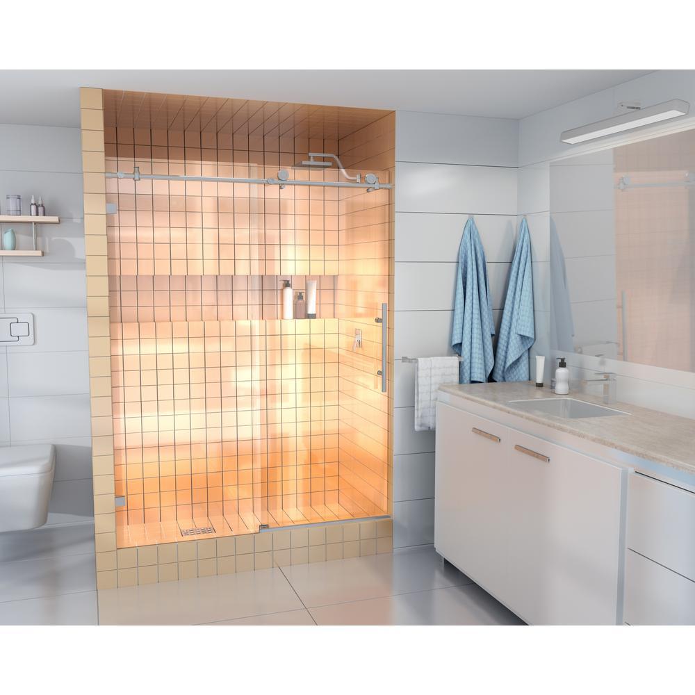 60 in. - 64 in. x 78 in. Frameless Sliding Shower Door in Matte Black with Handle - Super Arbor