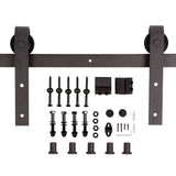 36 in x 84 in Z Series DIY Dark Walnut Finished Knotty Pine Wood Sliding Barn Door Slab with Hardware Kit - Super Arbor