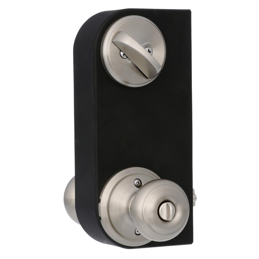 Satin Nickel Single Cylinder Deadbolt with Georgian Entry Door Knob Combo Pack - Super Arbor