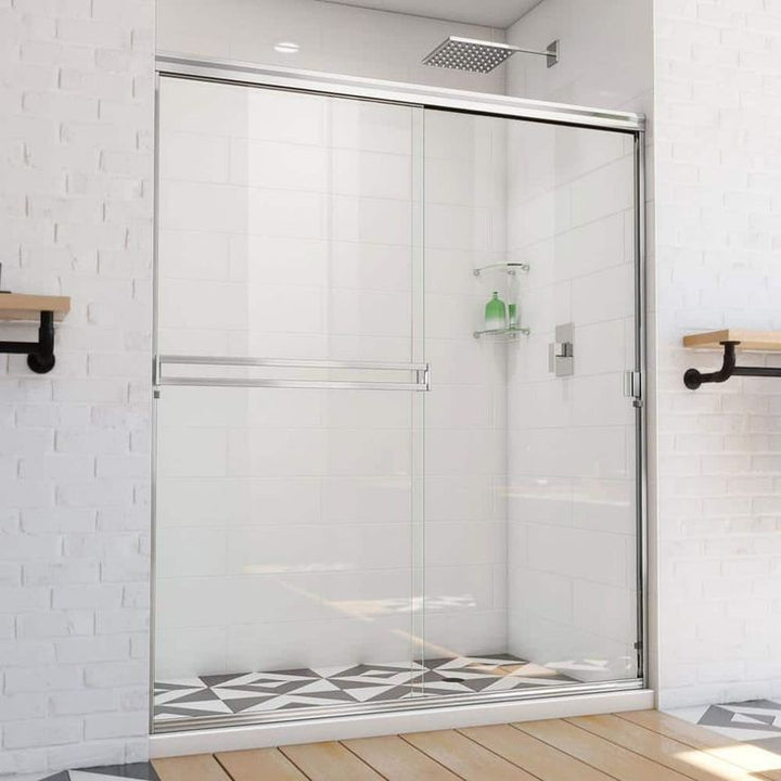 DreamLine Alliance Pro BG 60 in. W x 70.375 in. H Sliding Semi-Frameless Shower Door in Chrome with Clear Glass