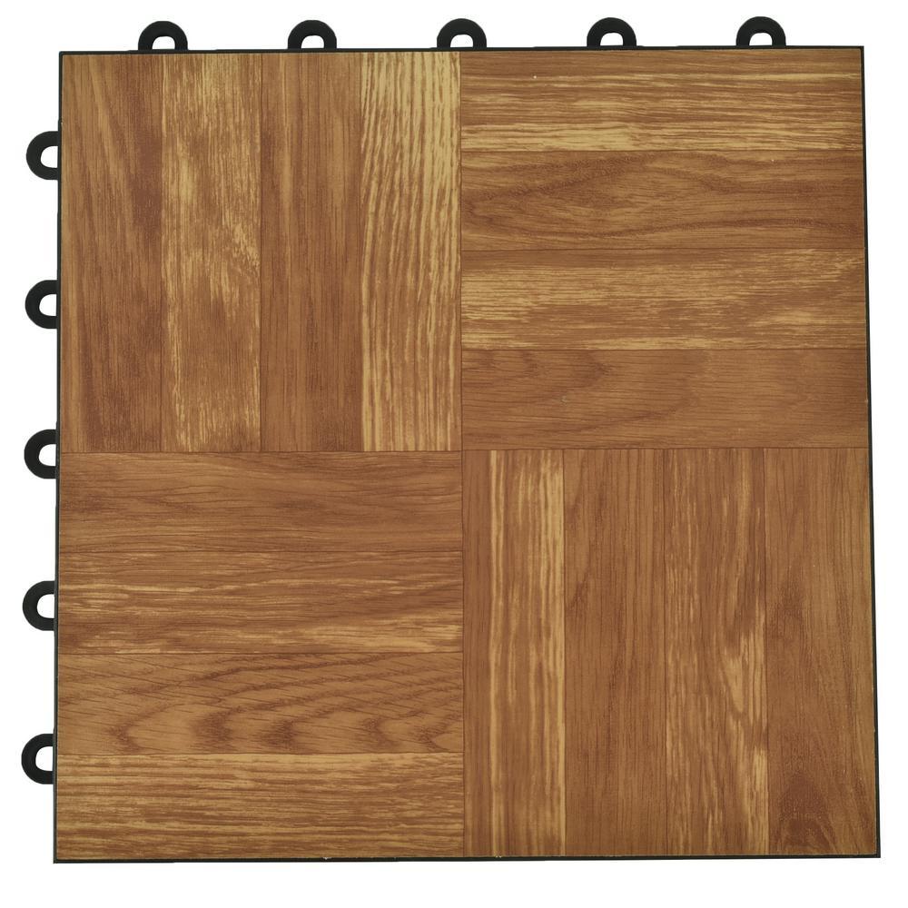 Greatmats Click Tile 12-1/8 in. x 12-1/8 in. Walnut Interlocking Basement Plastic and Vinyl Floor Tile (24-Pack) (24.5 sq. ft.)
