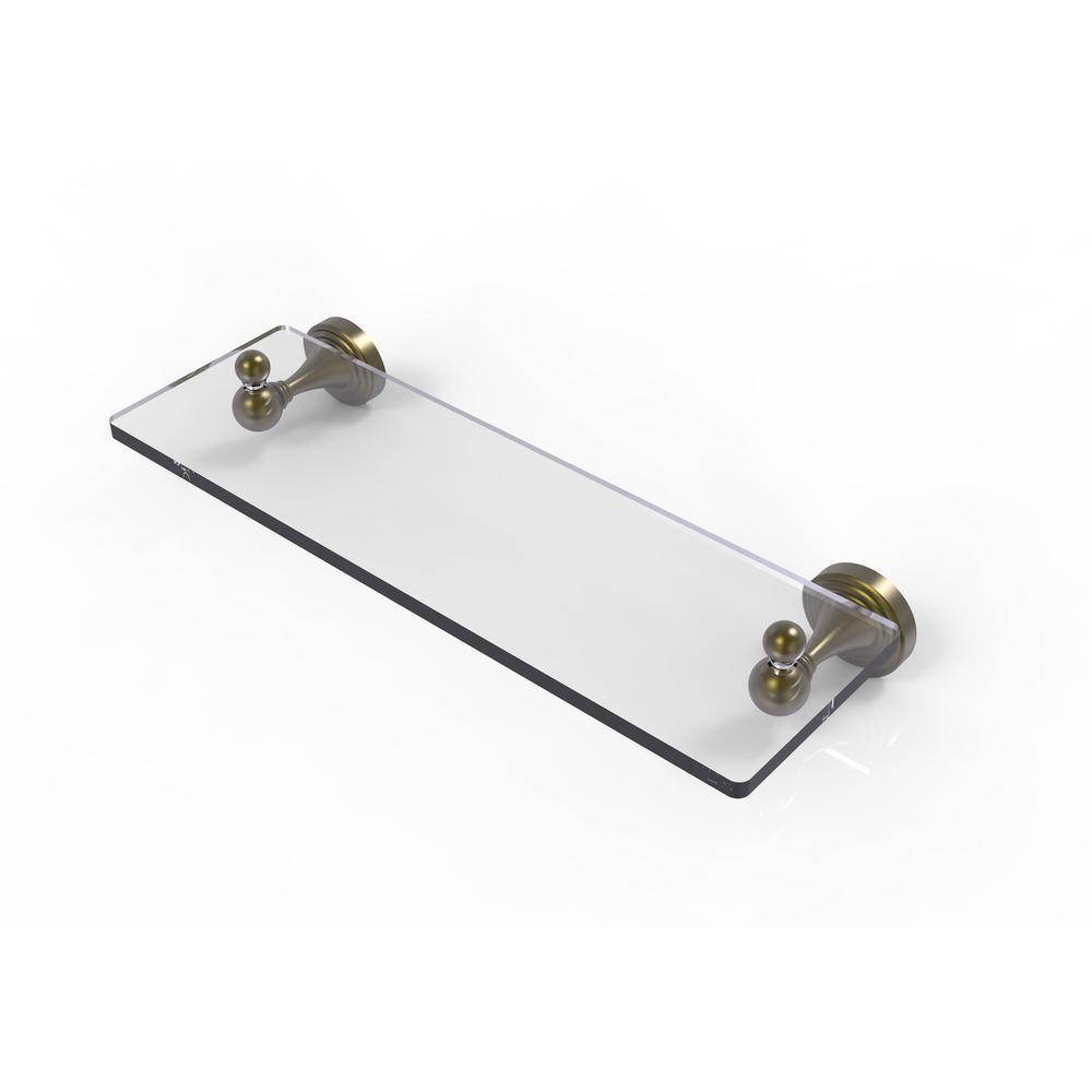Sag Harbor Collection 16 in. Glass Vanity Shelf with Beveled Edges in Satin Nickel - Super Arbor