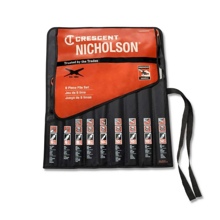 Crescent Nicholson 6 in., 8 in., 10 in. and 12 in. Maintenance File Set with Ergonomic Handles (9-Pieces)