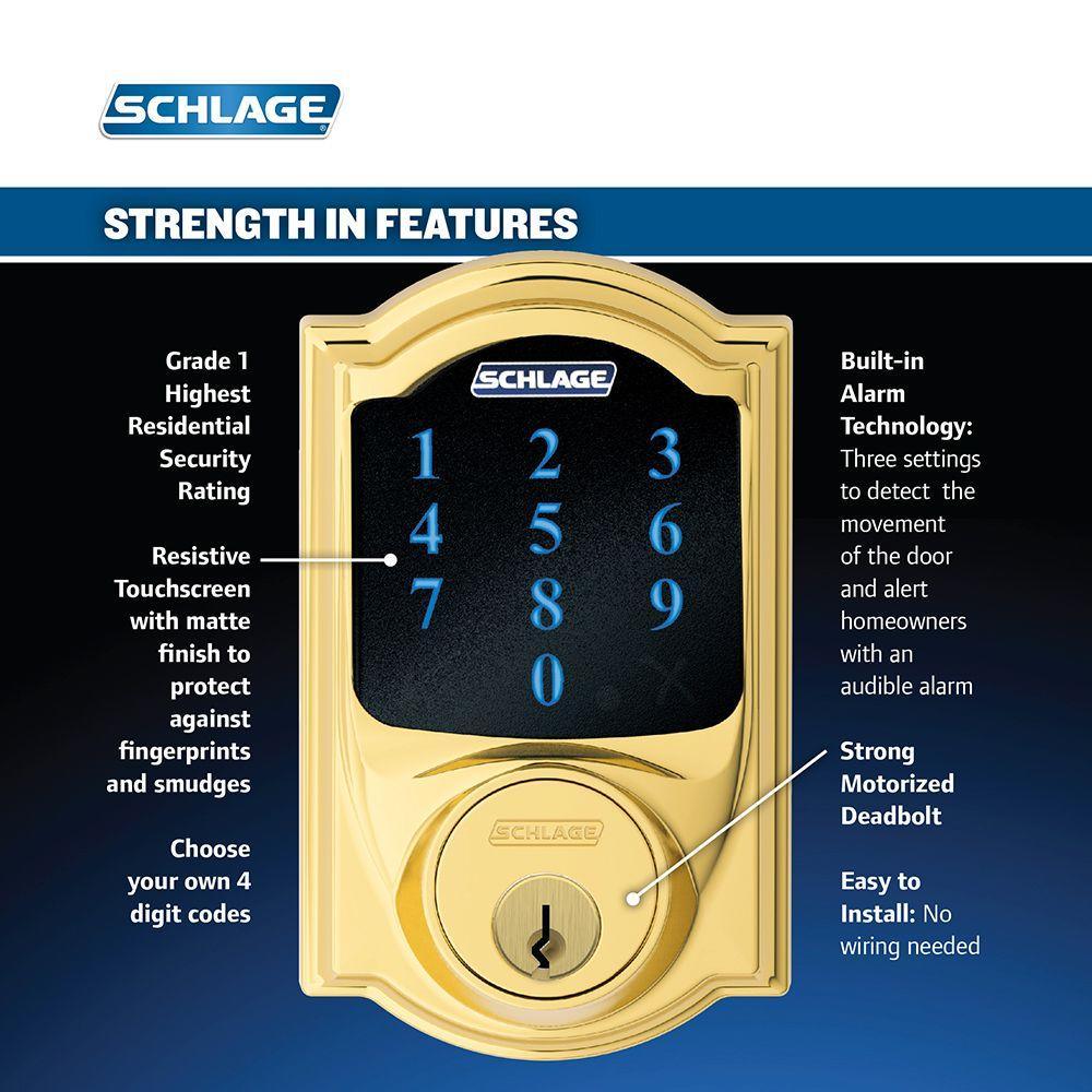 Camelot Bright Brass Connect Smart Door Lock with Alarm - Super Arbor