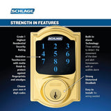 Camelot Bright Brass Connect Smart Door Lock with Alarm - Super Arbor