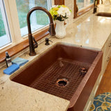 Corbet All-in-One Farmhouse Apron-Front Copper 30 in. Single Bowl Kitchen Sink with Pfister Bronze Faucet and Drain