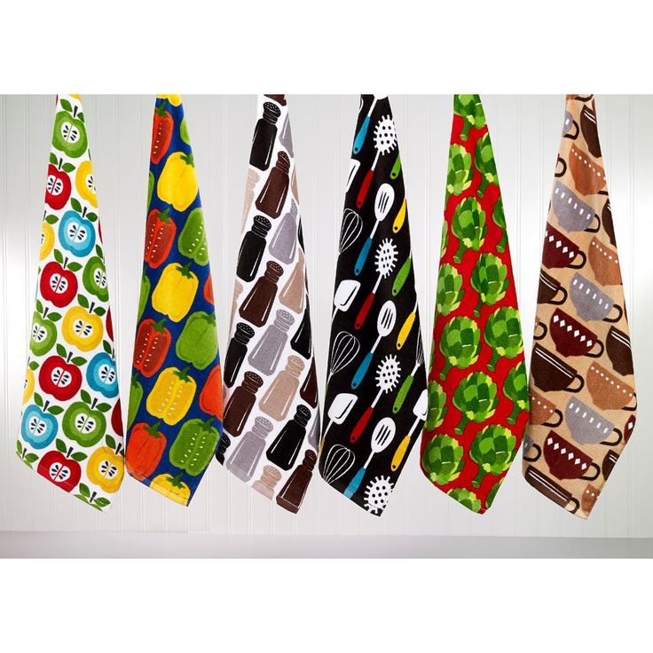 T-fal Multicolor Peppers Cotton Fiber Reactive Print and Solid Kitchen Dish Towel (Set of 4)