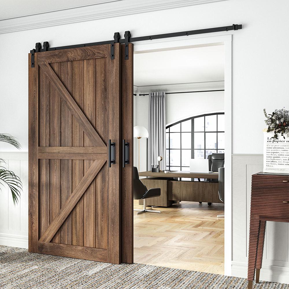 10 ft./120 in. Single Track Bypass Barn Door Hardware Double Doors Kit, Heavy-Duty Sliding 1-Track Antique Roller - Super Arbor