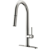 Greenwich Single-Handle Pull-Down Sprayer Kitchen Faucet with Deck Plate in Matte Black - Super Arbor
