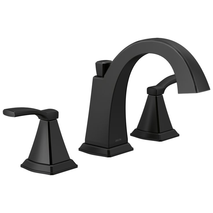 Delta Flynn Matte Black 2-handle Widespread WaterSense Bathroom Sink Faucet with Drain