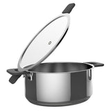 6-Piece Stainless Steel Inductive Pot Set with Straining and Hands-Free Glass Lids