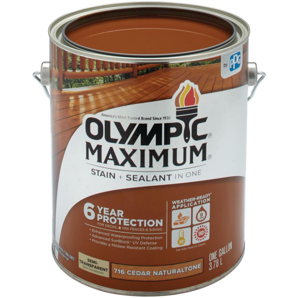 Olympic Maximum 1 gal. Cedar Natural Tone Semi-Transparent Exterior Stain and Sealant in One - Super Arbor