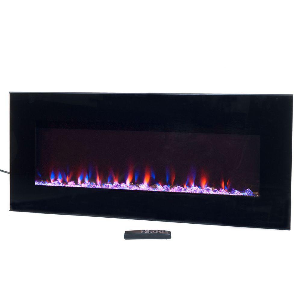 42 in. LED Fire and Ice Electric Fireplace with Remote in Black - Super Arbor