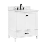 Merryfield 31 in. W x 22 in. D Bath Vanity in White with Marble Vanity Top in Carrara White with White Basin - Super Arbor