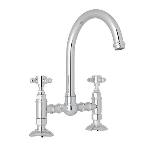 Rohl Italian Kitchen San Julio Polished Chrome 2-Handle Deck-Mount Bridge Handle Kitchen Faucet