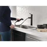 Delta Trinsic Matte Black 1-Handle Deck-Mount Pull-Out Handle Kitchen Faucet