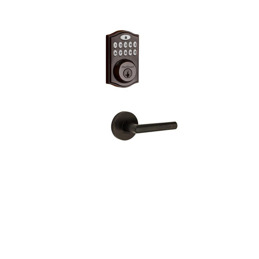 Z-Wave SmartCode Venetian Bronze Single Cylinder Electronic Deadbolt featuring Milan Hall/Closet Lever - Super Arbor