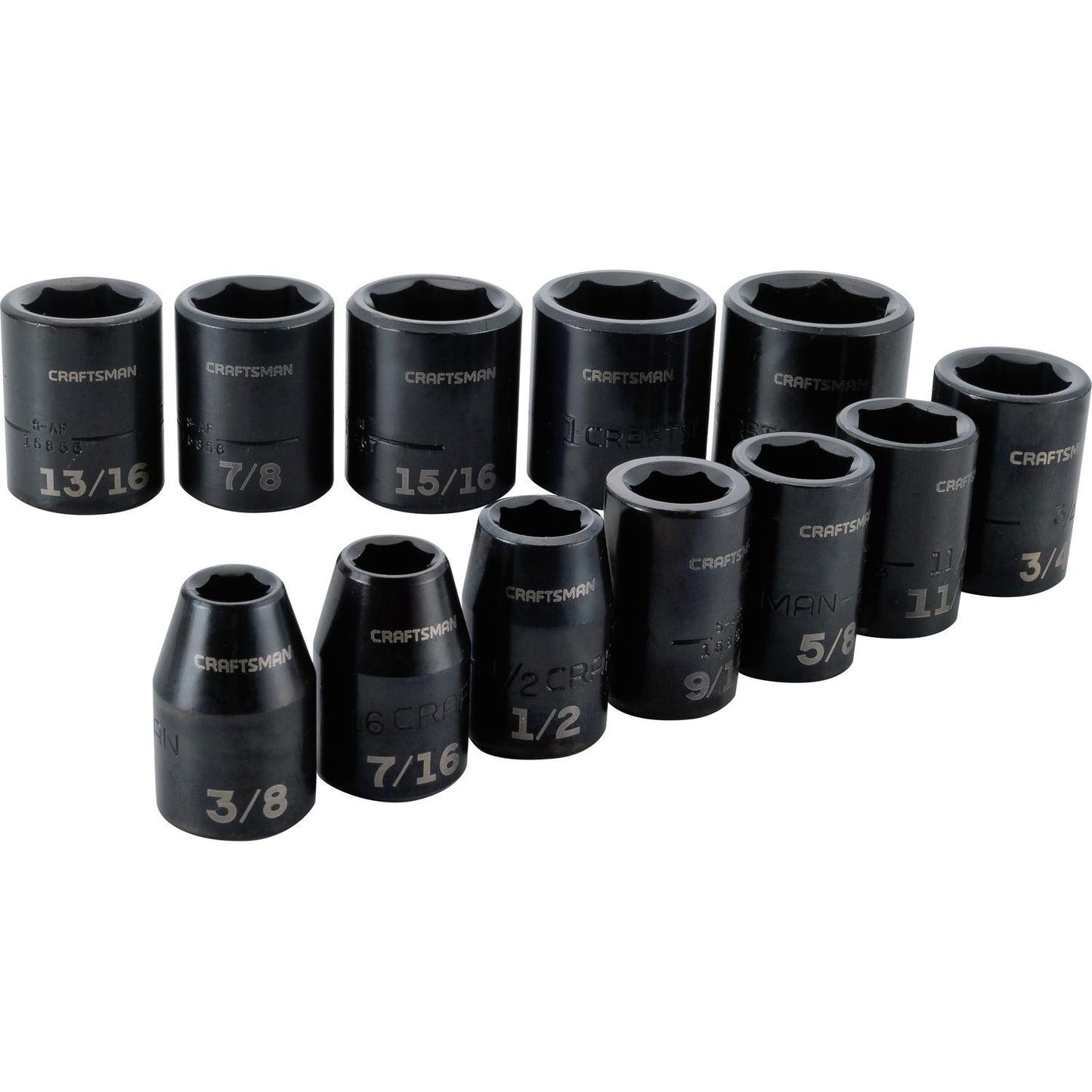 Craftsman 1/2 in. Drive SAE 6 Point Standard Impact Socket Set, 12 pc