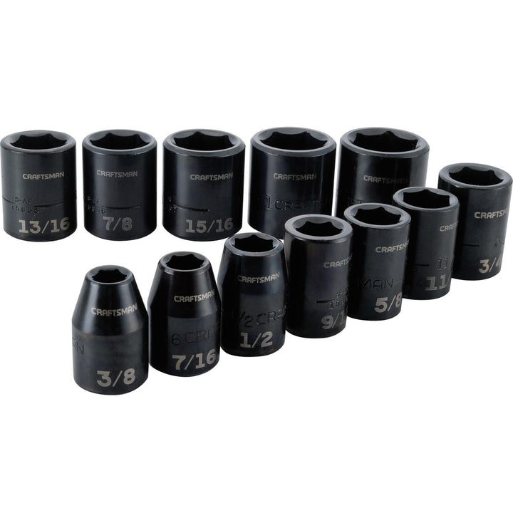 Craftsman 1/2 in. Drive SAE 6 Point Standard Impact Socket Set, 12 pc
