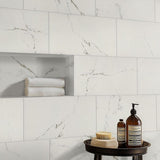 Carrara White 12 in. x 24 in. Matte Porcelain Stone Look Floor and Wall Tile (16 sq. ft./Case)