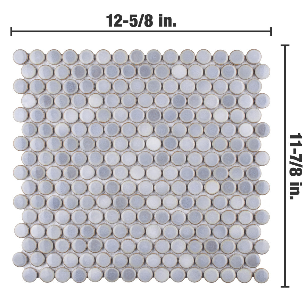 Merola Tile Hudson Penny Round Grey Eye 12 in. x 12 in. Porcelain Mosaic Tile (10.74 sq. ft. / Case)