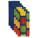 T-fal Peppers Multicolor Cotton Fiber Reactive Print and Solid Kitchen Dish Towel (Set of 6)