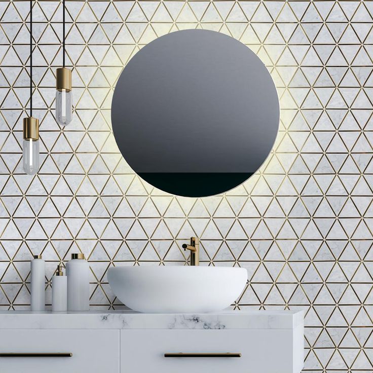 Jeff Lewis Larchmont Metallic 8.5 in. x 14.5 in. x 8 mm Geometric Marble with Metal Mosaic Tile