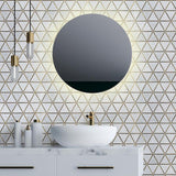 Jeff Lewis Larchmont Metallic 8.5 in. x 14.5 in. x 8 mm Geometric Marble with Metal Mosaic Tile