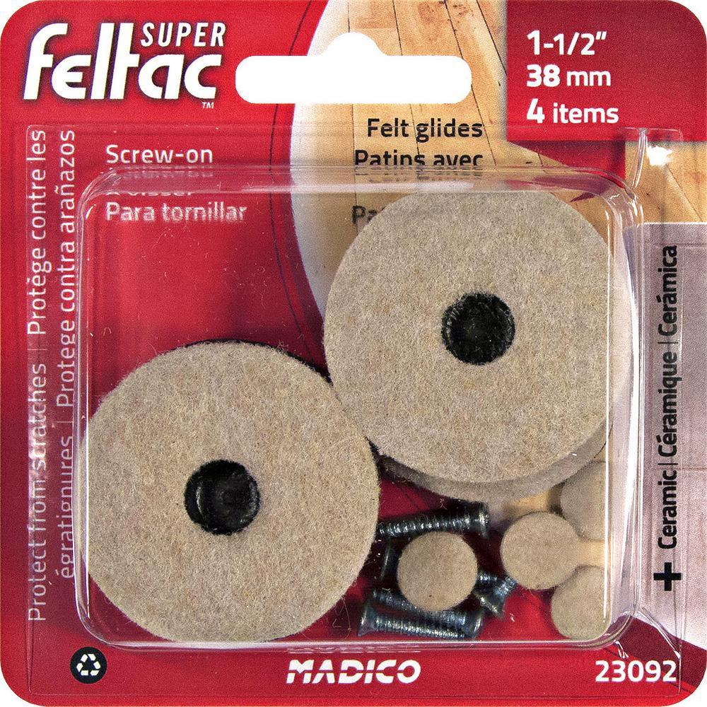 1-1/2 in. Screw-on Felt Pads (4-Pack) - Super Arbor