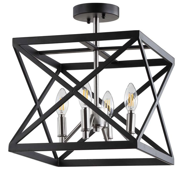 Safavieh Matias 13-in Black/Nickel Modern/Contemporary LED Semi-flush Mount Light