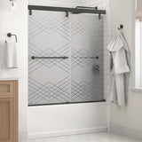 Everly 60 in. x 59-1/4 in. Mod Semi-Frameless Sliding Bathtub Door in Nickel and 1/4 in. (6mm) Tranquility Glass - Super Arbor