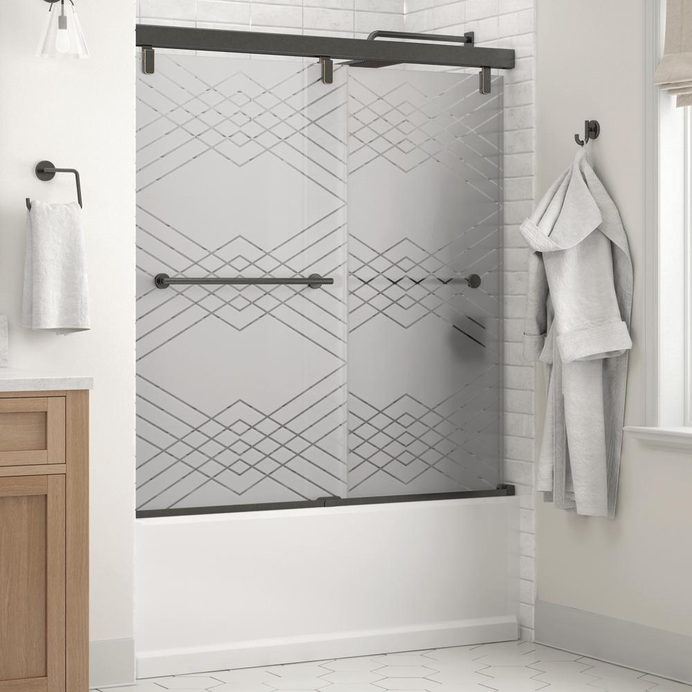 Everly 60 in. x 59-1/4 in. Mod Semi-Frameless Sliding Bathtub Door in Chrome and 1/4 in. (6mm) Clear Glass - Super Arbor