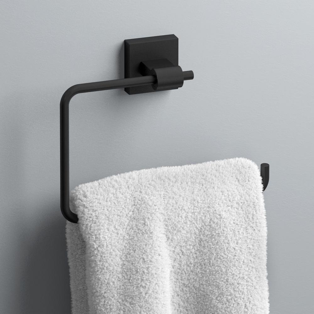 Maxted 3-Piece Bath Hardware Set with Towel Ring, Toilet Paper Holder and 24 in. Towel Bar in Matte Black - Super Arbor