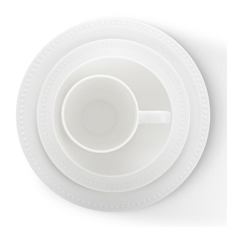 Stone Lain 32 Piece Dinnerware Set, Round Dot Design, White Bone China Sets