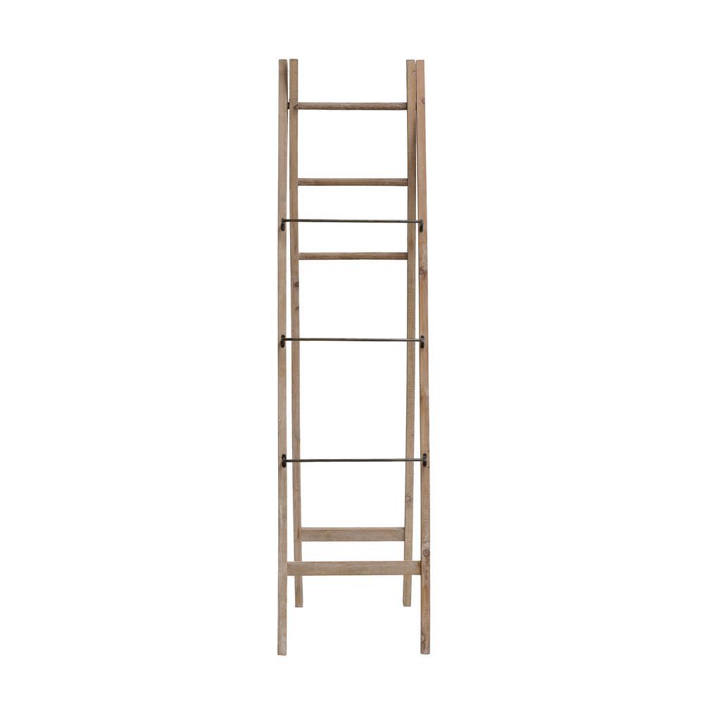 71 in. H Brown Decorative Wood and Metal A-Frame Ladder - Super Arbor