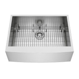 Camden Stainless Steel 33 in. Single Bowl Farmhouse Apron-Front Kitchen Sink with Strainer and Stainless Steel Grid